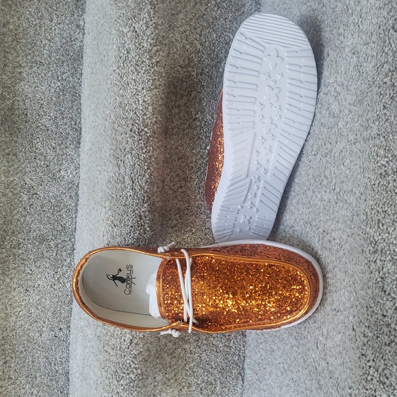 Corkys orange glitter shoes NIB Size 8 - Picture 7 of 10